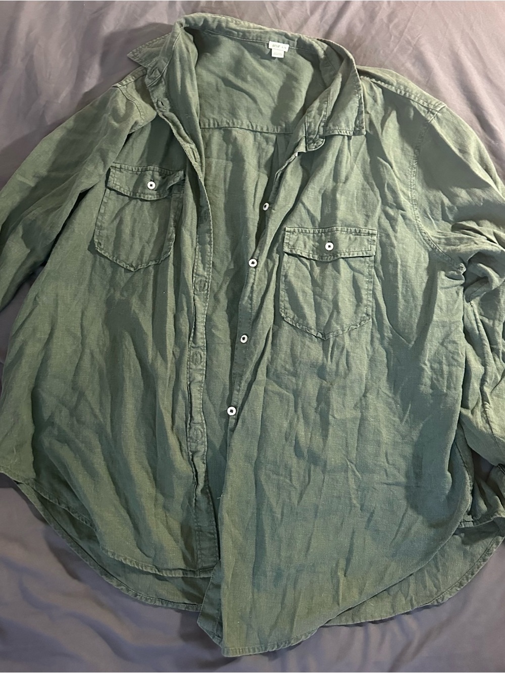 aerie Button-Up Shirt in Sage Green
